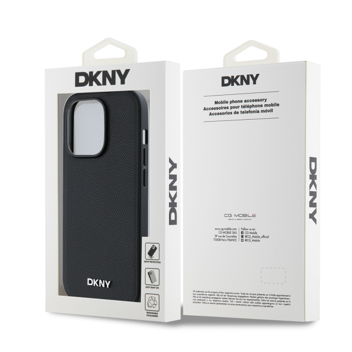 Husa pentru iPhone 16 Pro Max, DKNY PU Leather Silver Metal Logo Magsafe, Black [4]
