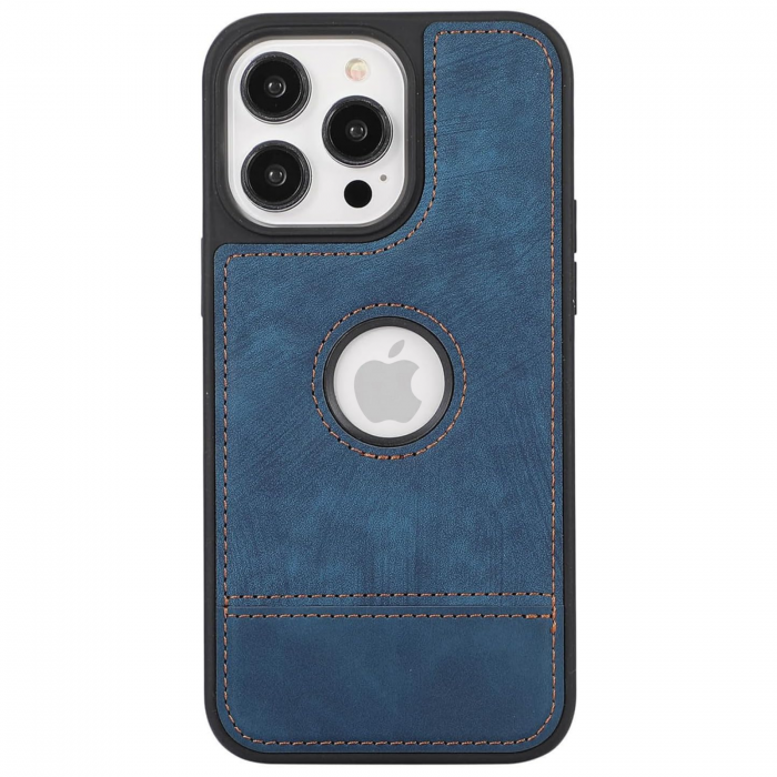 Husa pentru iPhone 15 Pro din Piele, New Business, Blue Mat [1]