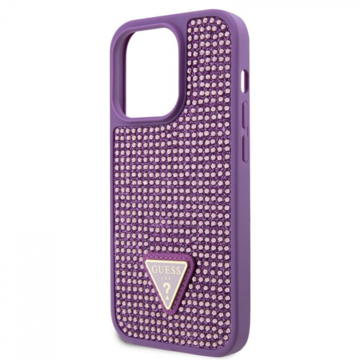 Husa pentru iPhone 15 Pro, Guess Rhinestones Triangle Metal Logo, Purple, GUHCP15LHDGTPU [4]