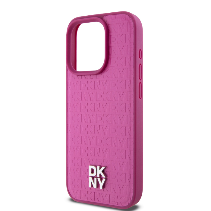Husa pentru iPhone 15 Pro Max, DKNY PU Leather Repeat Pattern Stack Logo MagSafe, Pink [2]