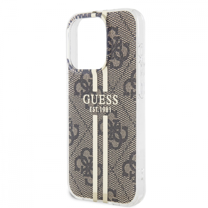 Husa pentru iPhone 15 Pro Max Guess IML 4G Gold Stripe, Brown [4]