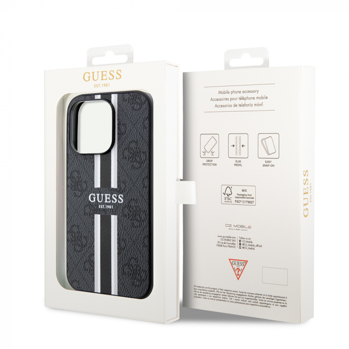 Husa pentru iPhone 15 Pro Max Hardcase 4G Printed Stripes MagSafe (GUHMP15XP4RPSK) - Black [5]