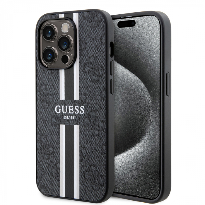 Husa pentru iPhone 15 Pro Max Hardcase 4G Printed Stripes MagSafe (GUHMP15XP4RPSK) - Black [2]