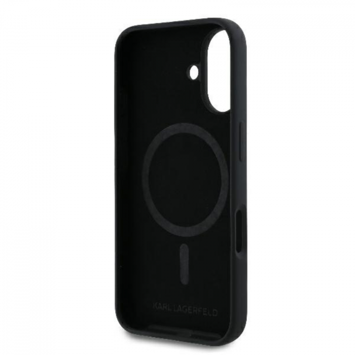 Husa pentru iPhone 16 Plus Karl Lagerfeld Silicone Ring MagSafe (KLHMP16MSCMKCRHK) Karl&Choupette, Black [6]