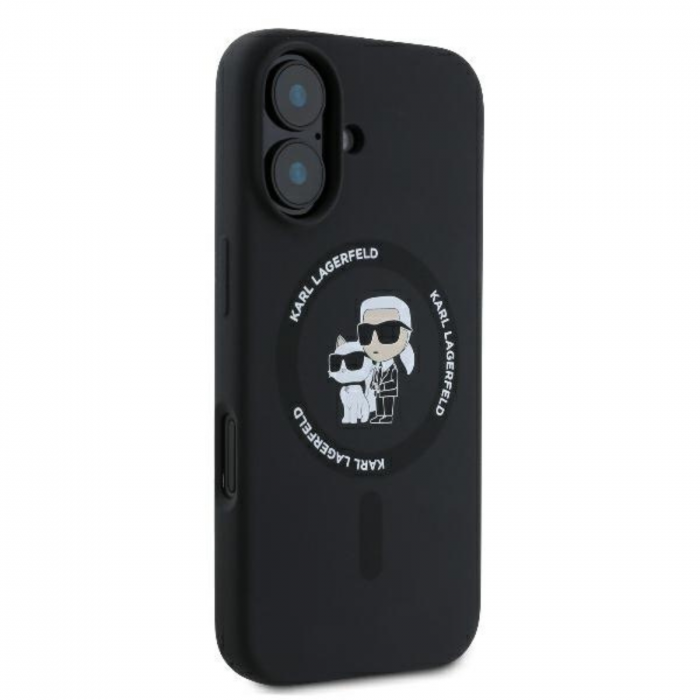 Husa pentru iPhone 16 Plus Karl Lagerfeld Silicone Ring MagSafe (KLHMP16MSCMKCRHK) Karl&Choupette, Black [3]