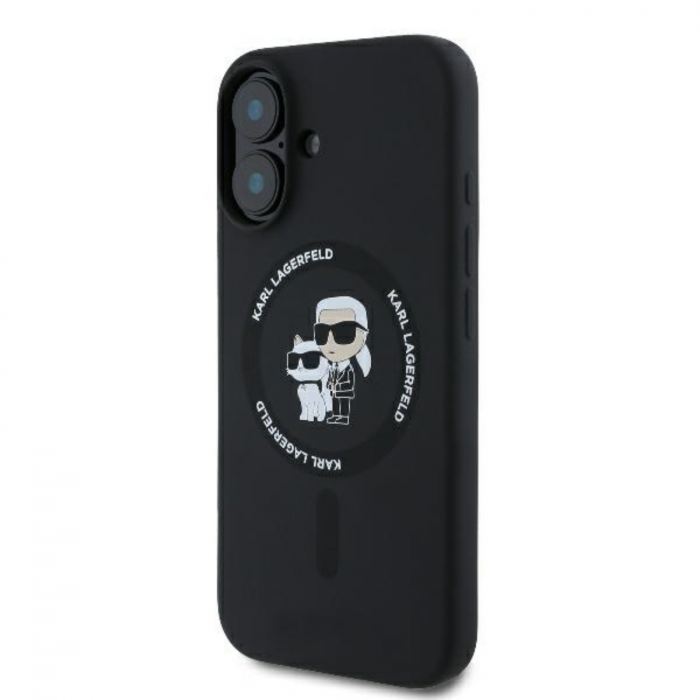 Husa pentru iPhone 16 Plus Karl Lagerfeld Silicone Ring MagSafe (KLHMP16MSCMKCRHK) Karl&Choupette, Black [4]