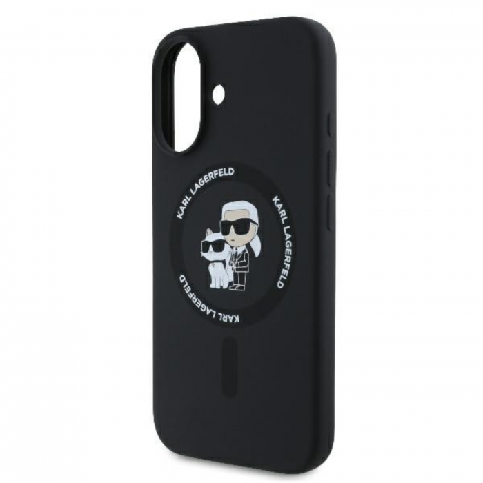Husa pentru iPhone 16 Plus Karl Lagerfeld Silicone Ring MagSafe (KLHMP16MSCMKCRHK) Karl&Choupette, Black [5]