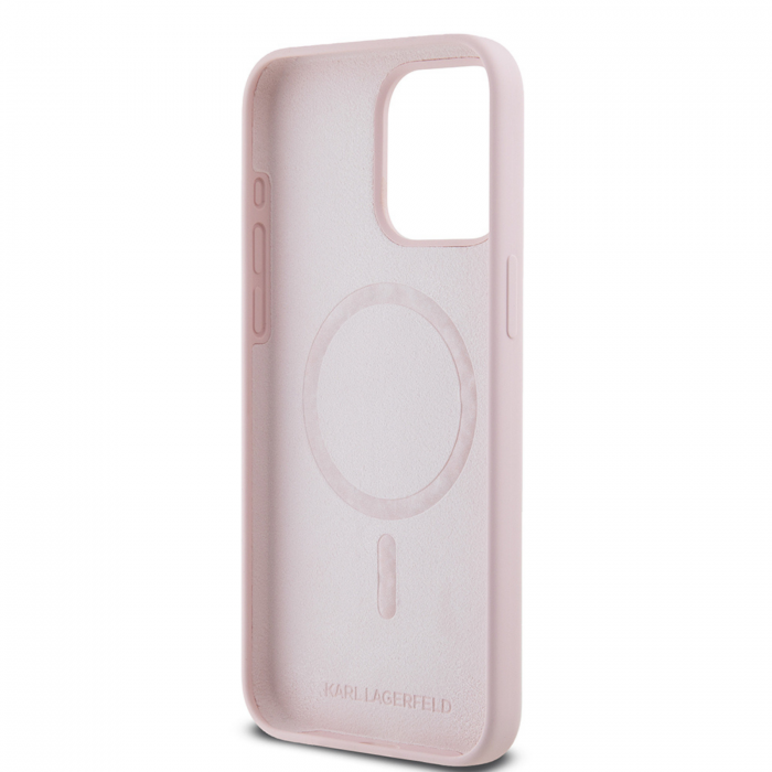 Husa pentru iPhone 15 Pro Max Karl Lagerfeld Silicone Ring MagSafe (KLHMP15XSCMKCRHP) Karl&Choupette, Pink [6]