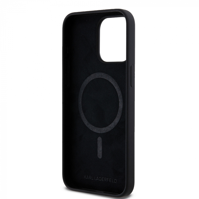 Husa pentru iPhone 15 Pro Max Karl Lagerfeld Silicone Ring MagSafe (KLHMP15XSCMKCRHK) Karl&Choupette, Black [6]