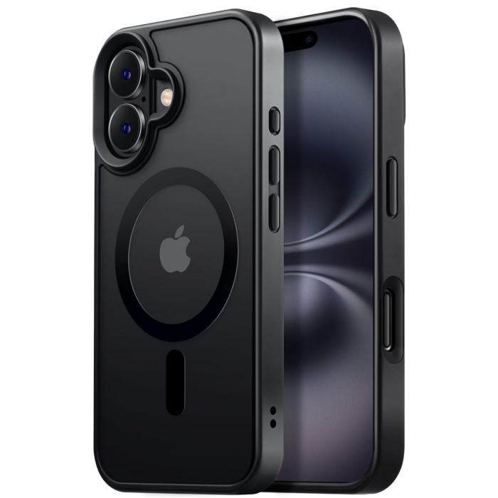 Husa pentru iPhone 16, MagSafe, Drop Resistant Shockproof, Matte Skin Black [2]