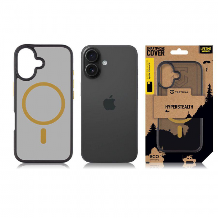 Husa pentru iPhone 16 Tactical MagForce Hyperstealth 2.0, Black/Yellow [8]