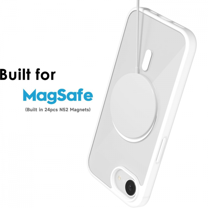Husa pentru iPhone 16 E, Crystal Clear MagSafe, White [5]