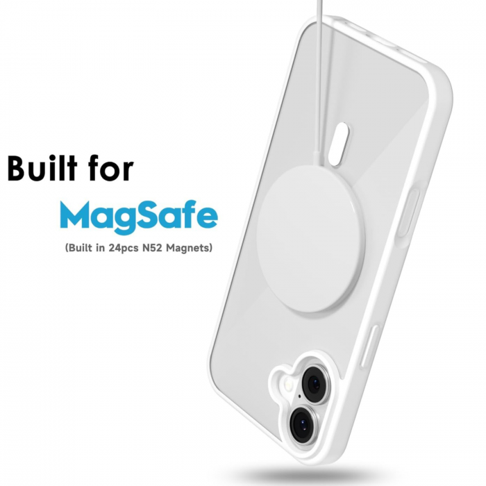 Husa pentru iPhone 16, Crystal Clear MagSafe, White [4]