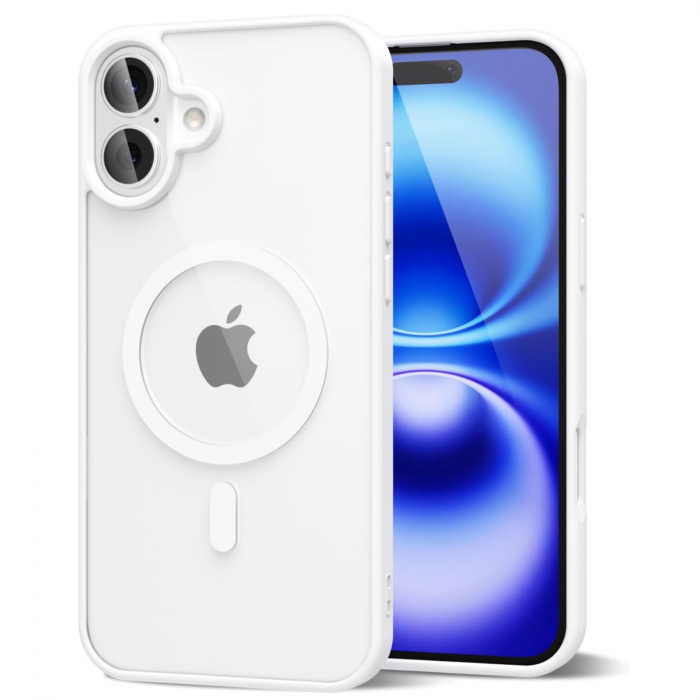 Husa pentru iPhone 16, Crystal Clear MagSafe, White [1]