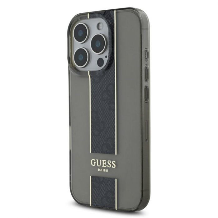 Husa pentru iPhone 16 Pro Guess IML Middle 4G Stripe, Black [3]