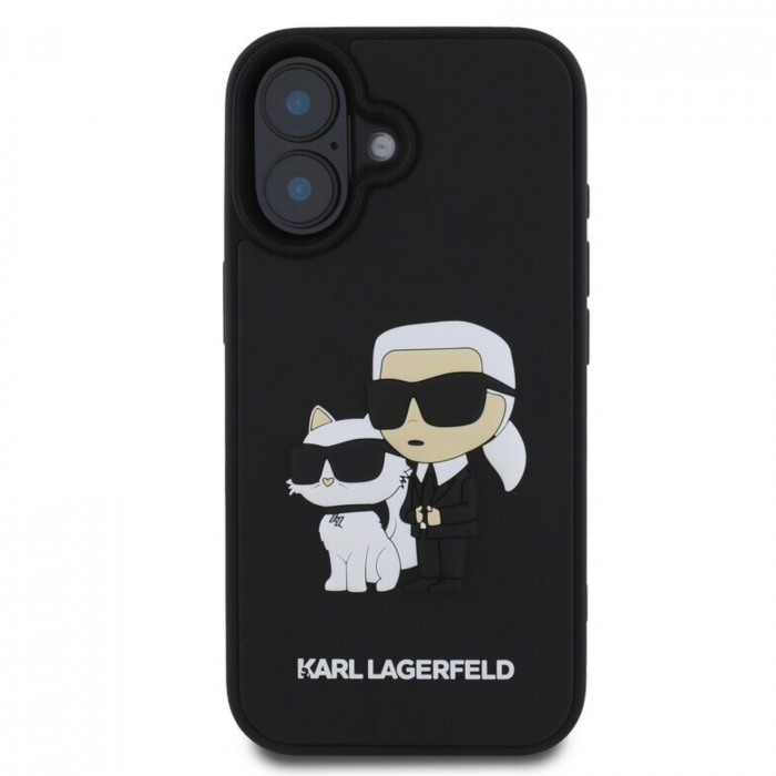 Husa pentru iPhone 16 Plus Karl Lagerfeld 3D Rubber Karl and Choupette, Black [1]