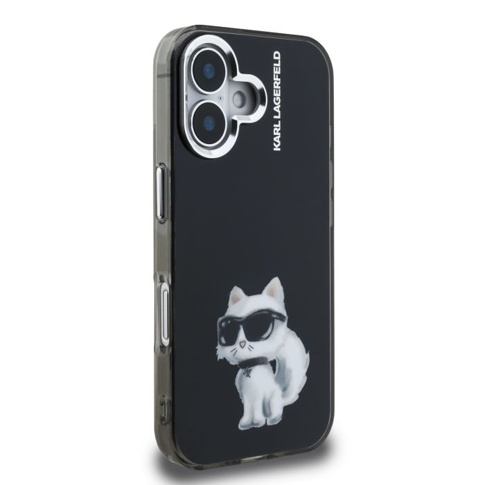Husa pentru iPhone 16, Karl Lagerfeld IML Aquarelle Choupette, Black [4]