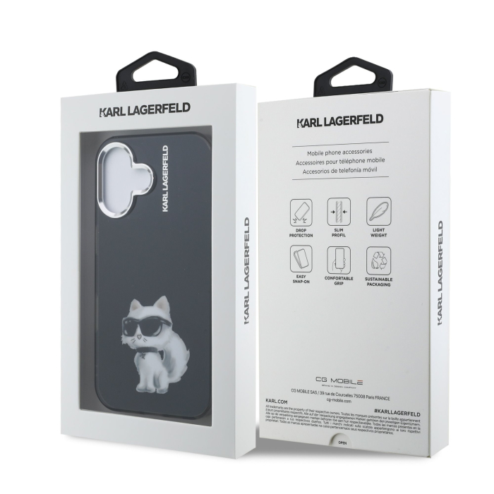 Husa pentru iPhone 16, Karl Lagerfeld IML Aquarelle Choupette, Black [5]