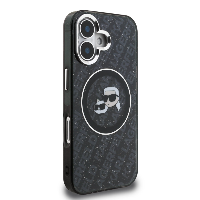Husa pentru iPhone 16, Karl Lagerfeld IML K&CH Heads Repeated Logo MagSafe, Black [4]