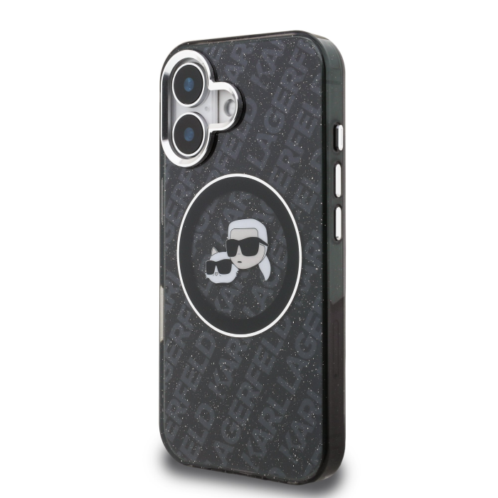 Husa pentru iPhone 16, Karl Lagerfeld IML K&CH Heads Repeated Logo MagSafe, Black [2]