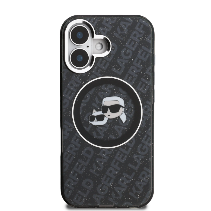 Husa pentru iPhone 16, Karl Lagerfeld IML K&CH Heads Repeated Logo MagSafe, Black [3]
