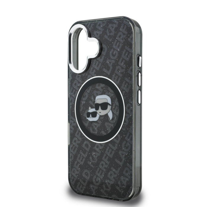 Husa pentru iPhone 16, Karl Lagerfeld IML K&CH Heads Repeated Logo MagSafe, Black [5]
