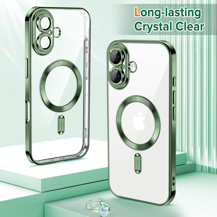 Husa pentru iPhone 16, Luxury MagSafe Anti-Shock cu Protectie Lentile Camera, Green [2]