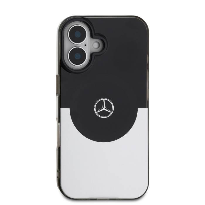 Husa pentru iPhone 16, Mercedes PC/TPU Double Layer MagSafe, Black/Silver [2]