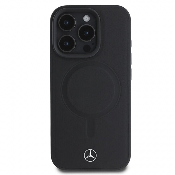 Husa pentru iPhone 16 Pro Max, Mercedes Smooth Leather MagSafe, Black [1]