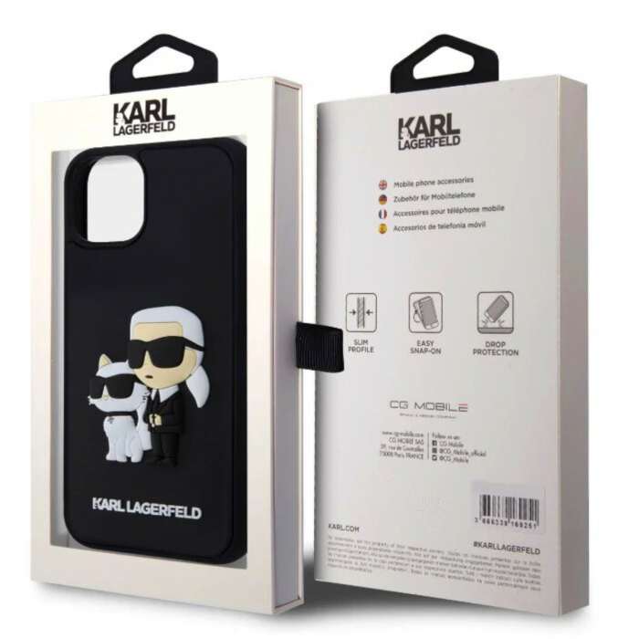 Husa pentru iPhone 16 Pro Karl Lagerfeld 3D Rubber Karl and Choupette, Black [7]