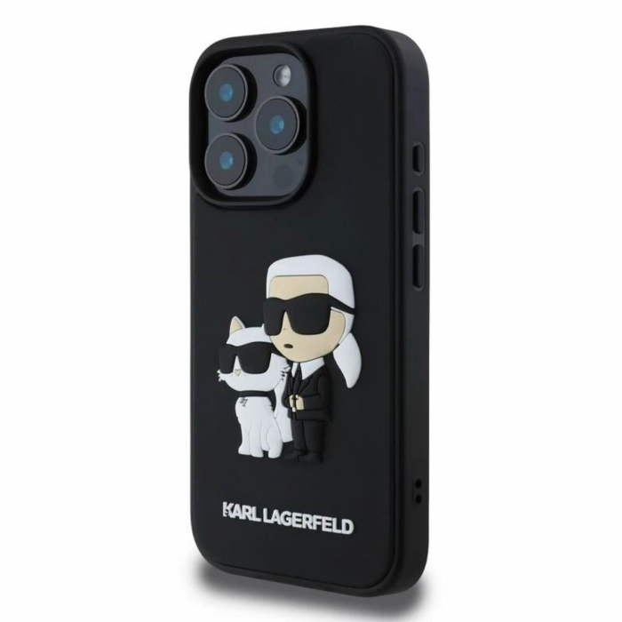 Husa pentru iPhone 16 Pro Karl Lagerfeld 3D Rubber Karl and Choupette, Black [5]
