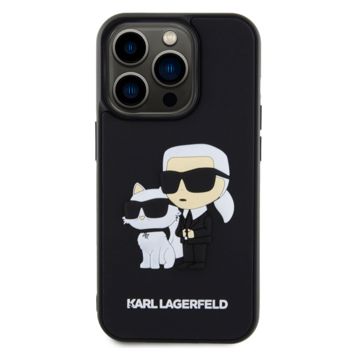 Husa pentru iPhone 16 Pro Karl Lagerfeld 3D Rubber Karl and Choupette, Black [1]