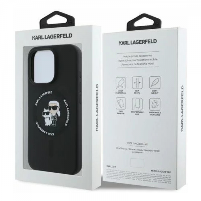 Husa pentru iPhone 16 Pro Max Karl Lagerfeld Silicone Ring MagSafe (KLHMP16XSCMKCRHK) Karl&Choupette, Black [5]