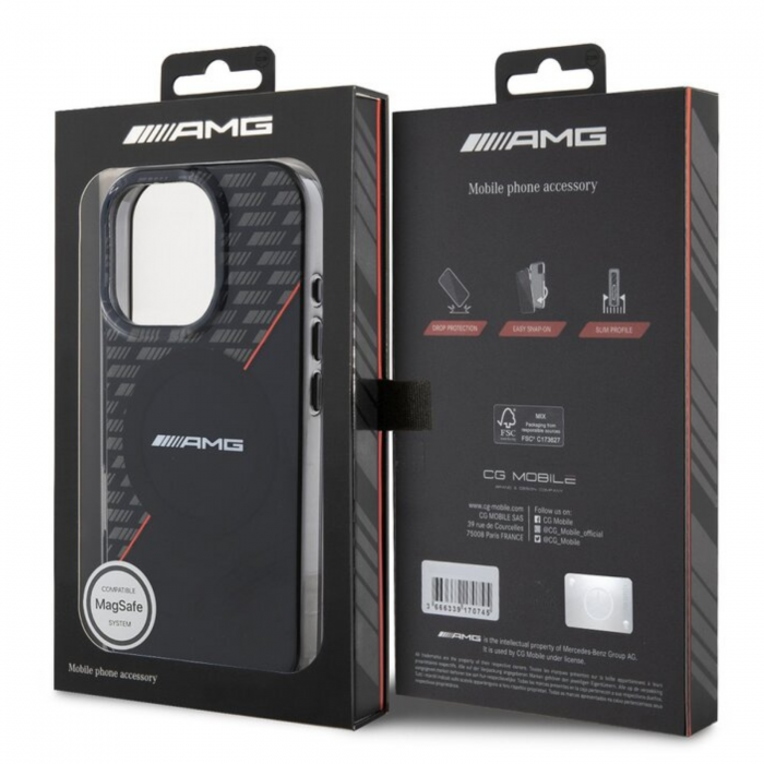 Husa pentru iPhone 16 Pro AMG Rhombs MagSafe, Black/Red [6]