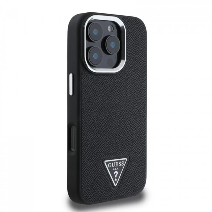 Husa pentru iPhone 16 Pro Max, Guess PU Grained Triangle Logo, Black [3]