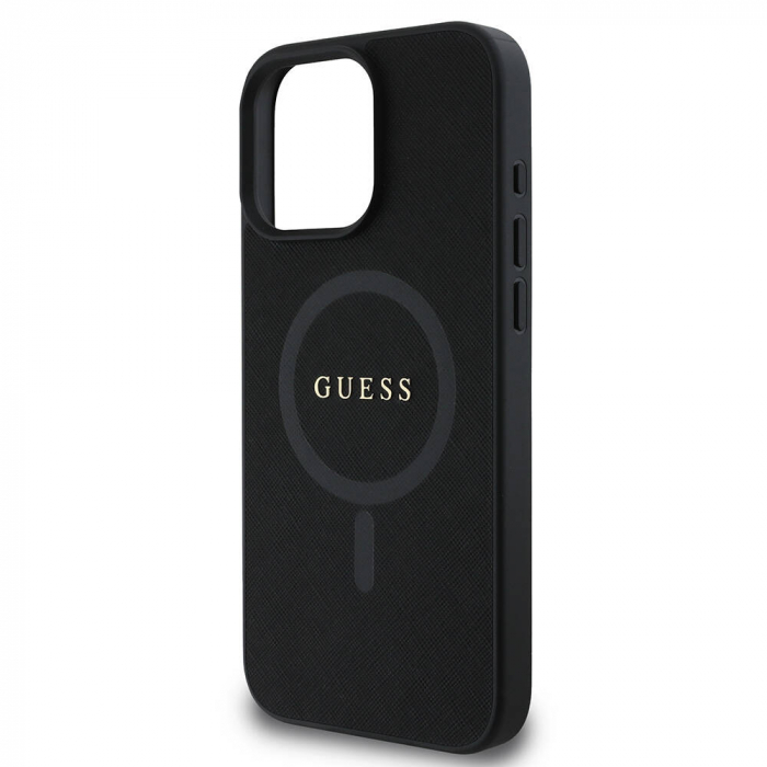 Husa pentru iPhone 16 Pro, Guess - Saffiano Classic Logo MagSafe (GUHMP16LPSAHMCK) -Black [4]