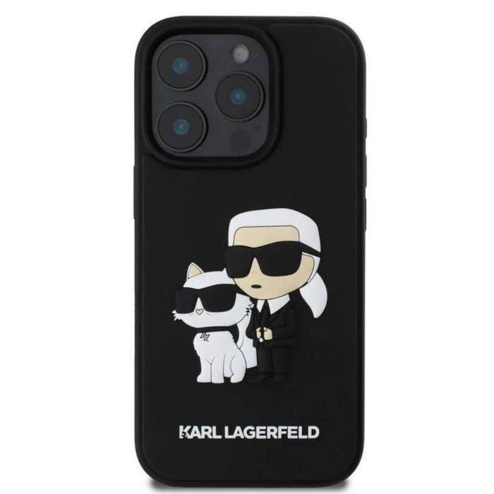 Husa pentru iPhone 16 Pro Karl Lagerfeld 3D Rubber Karl and Choupette, Black [3]