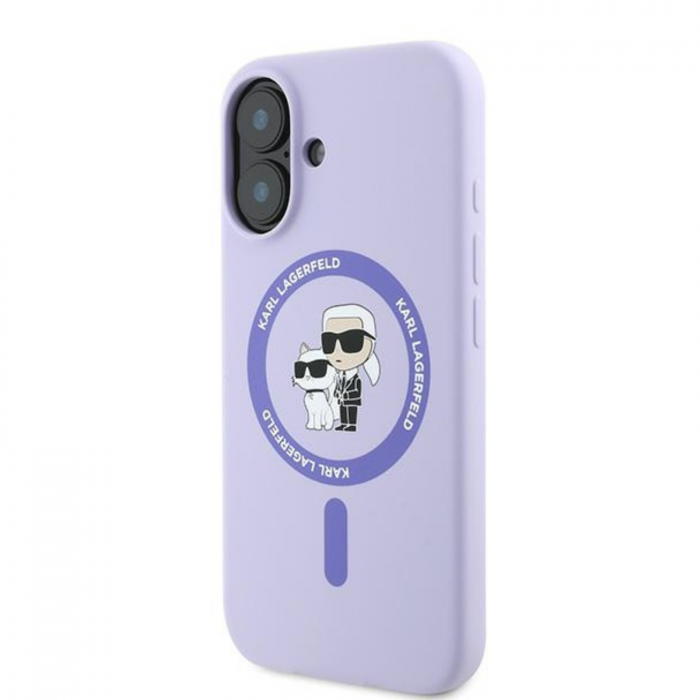 Husa pentru iPhone 16 Karl Lagerfeld Silicone Ring MagSafe (KLHMP16SSCMKCRHU) Karl&Choupette, Purple [4]