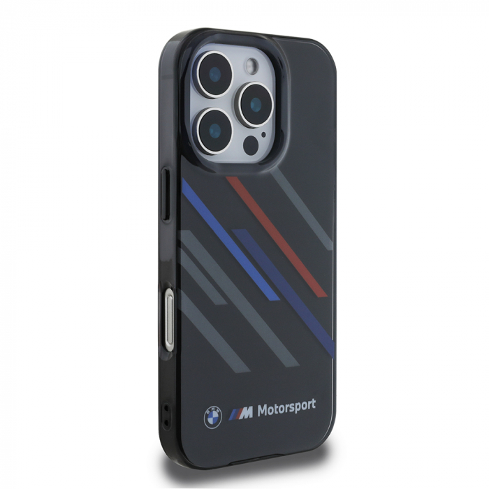 Husa pentru iPhone 16 Pro Max, BMW - Hardcase Motorsport IML Random Stripes (BMHCP16X23HTRAK) - Black [3]