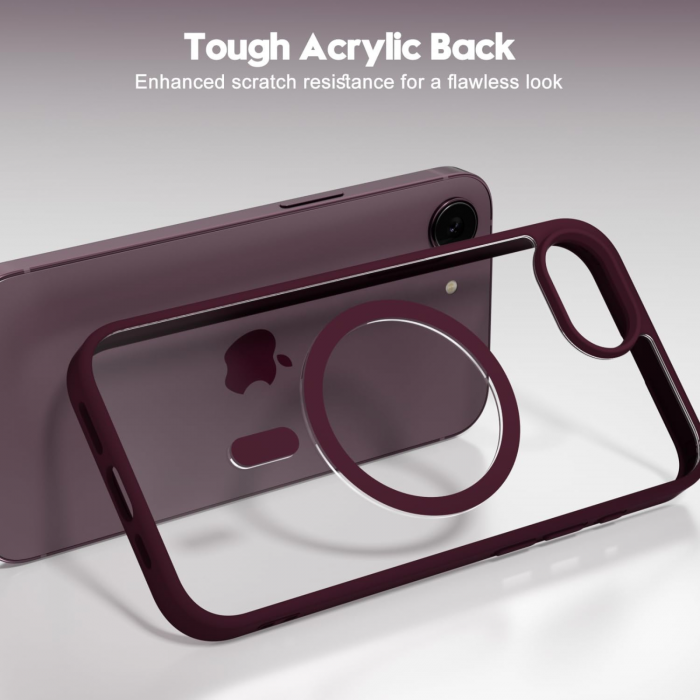 Husa pentru iPhone 16e, Crystal Clear MagSafe, Wine Red [2]