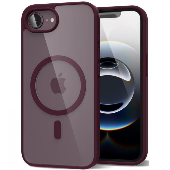 Husa pentru iPhone 16e, Crystal Clear MagSafe, Wine Red [1]