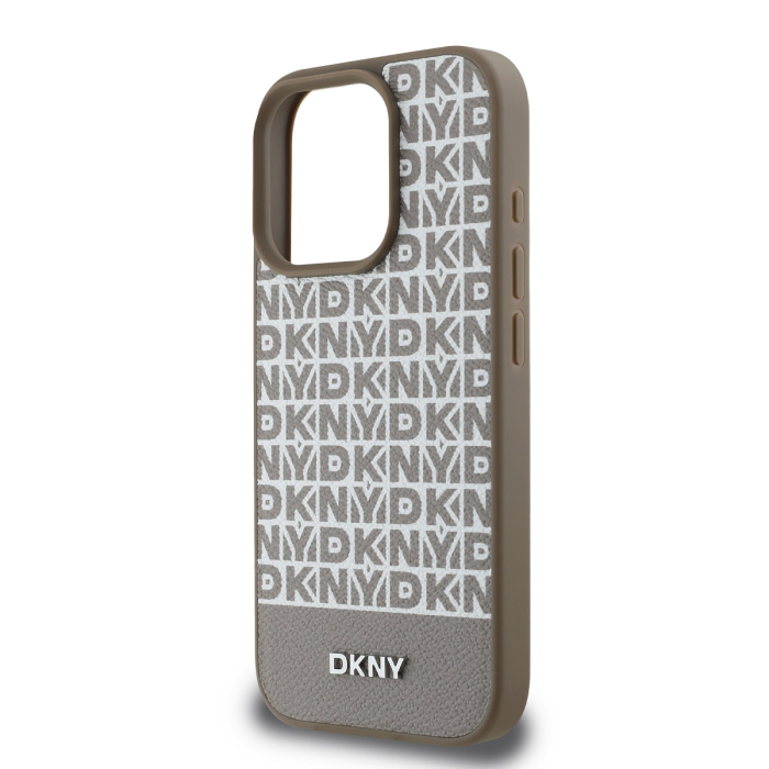 Husa pentru iPhone 16 Pro Max DKNY PU Leather Repeat Pattern Bottom Stripe MagSafe, Brown [4]