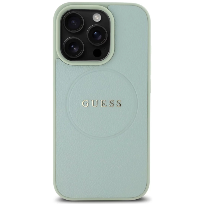 Husa pentru iPhone 16 Pro Max, Guess PU Grained Classic Logo MagSafe, Green [2]