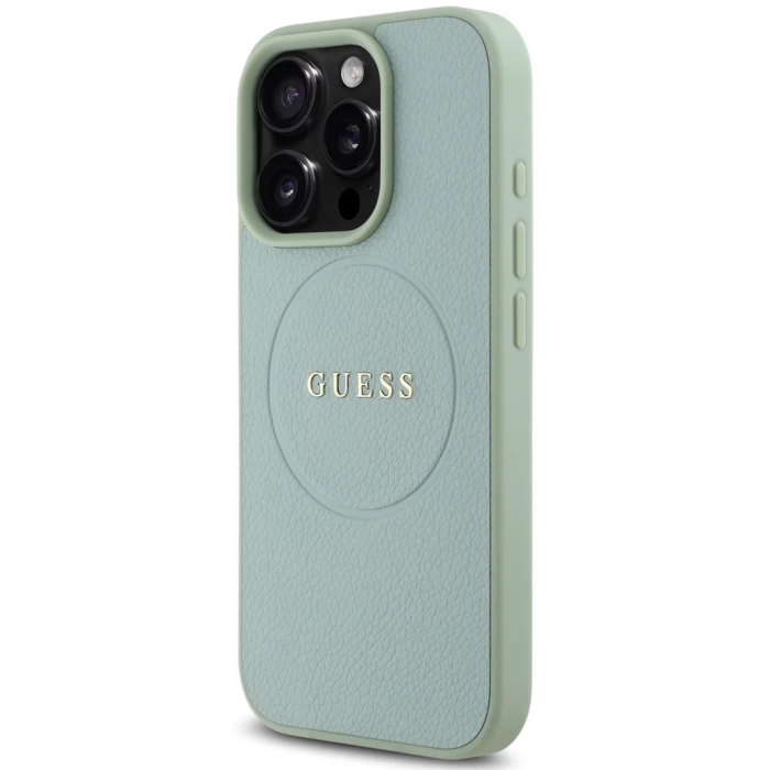 Husa pentru iPhone 16 Pro Max, Guess PU Grained Classic Logo MagSafe, Green [3]