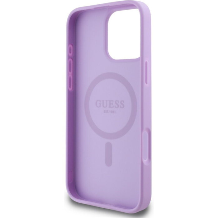 Husa pentru iPhone 16 Pro Max, Guess PU Grained Classic Logo MagSafe, Purple [5]