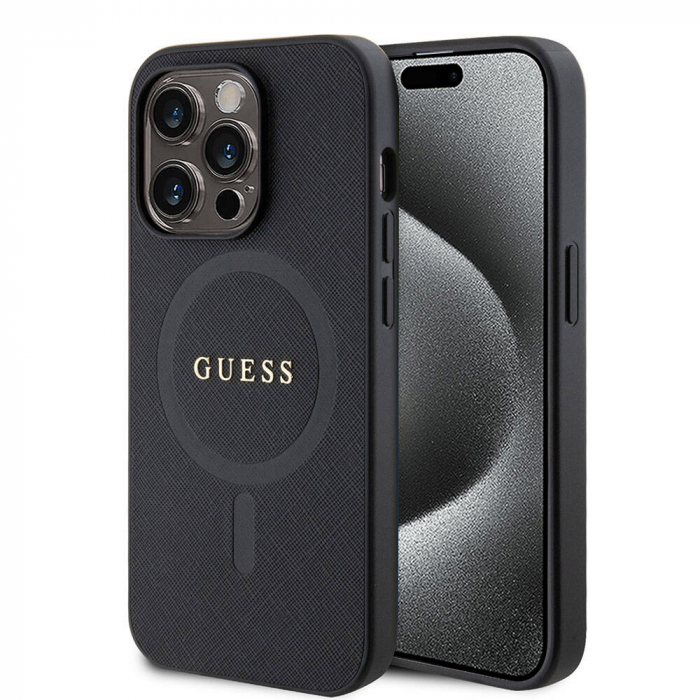 Husa pentru iPhone 16 Pro Max Guess Saffiano Classic MagSafe (GUHMP16XPSAHMCK) - Black [2]