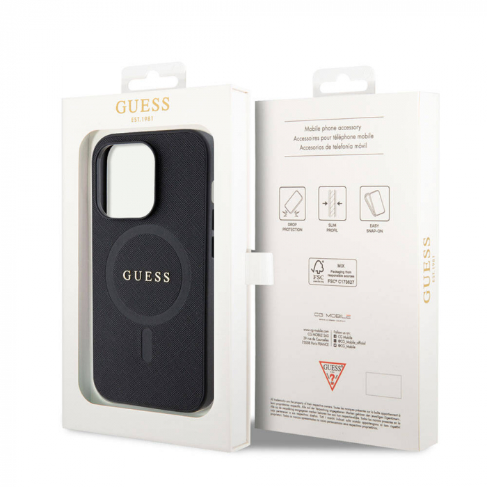Husa pentru iPhone 16 Pro Max Guess Saffiano Classic MagSafe (GUHMP16XPSAHMCK) - Black [6]
