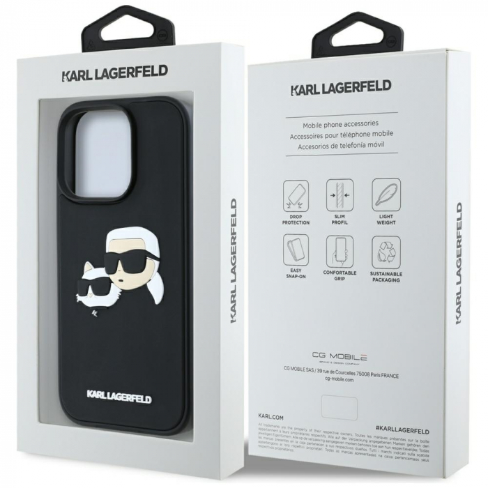 Husa pentru iPhone 16 Pro Max Karl Lagerfeld 3D - (KLHCP16XRBCKCHLK) - Rubber Karl and Choupette, Black [7]