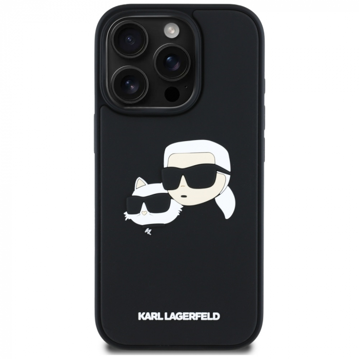 Husa pentru iPhone 16 Pro Max Karl Lagerfeld 3D - (KLHCP16XRBCKCHLK) - Rubber Karl and Choupette, Black [1]