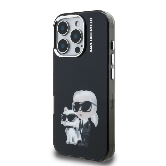 Husa pentru iPhone 16 Pro Max, Karl Lagerfeld IML Aquarelle Karl and Choupette, Black [3]